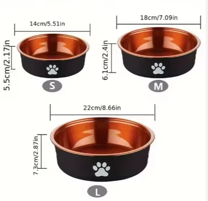 Stainless Steel Insulated Dog Cat Bowl-Portable Solid Design Non-Slip Base Waterproof Easy Clean