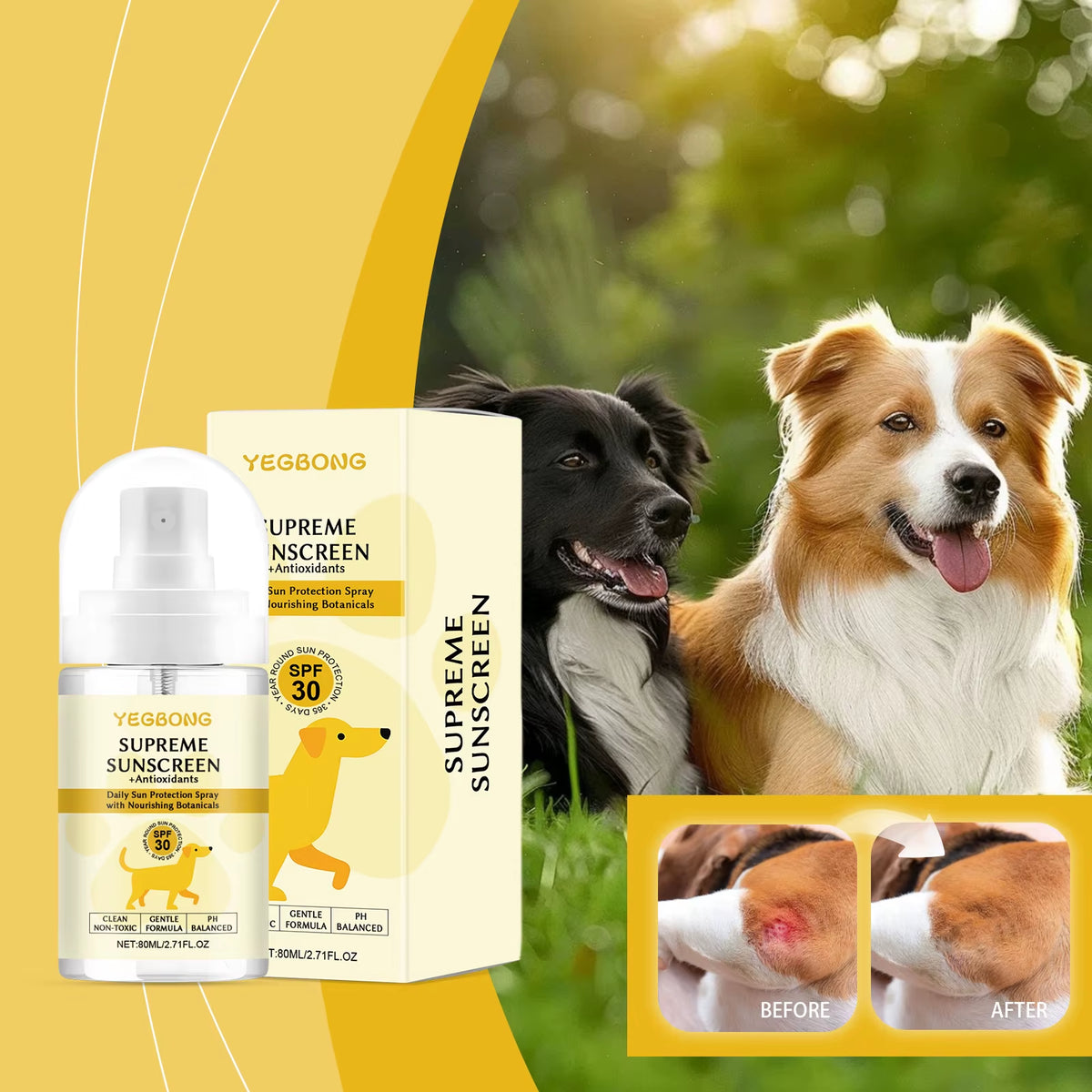 Pet-Specific Sunscreen Spray Outdoor Sunscreen Water for Dogs and Cats Uv-Protective Pet Spray Sun Protection for Pet Skin