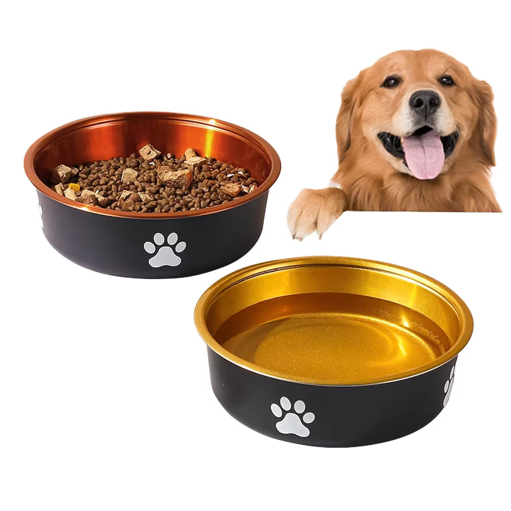 Stainless Steel Insulated Dog Cat Bowl-Portable Solid Design Non-Slip Base Waterproof Easy Clean