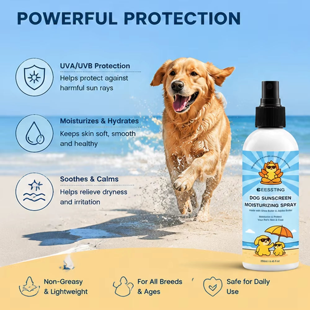 Custom Logo Safe Skin-Friendly Gentle Formula Hydrating Nourishing Dry Hair Reduces Tangling Dog Sunscreen Moisturizing Spray