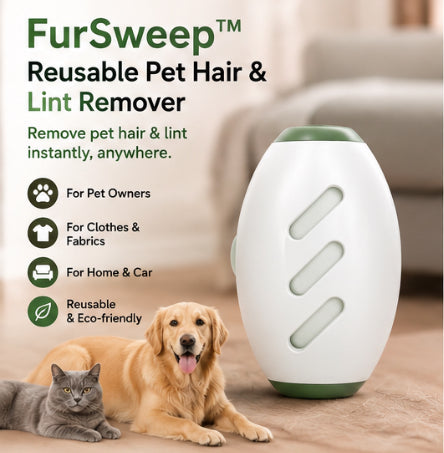 FurSweep™ – Reusable Pet Hair & Lint Remover